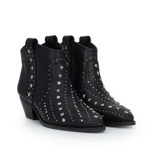 Sam Edelman Brian Leather Studded Black Booties
